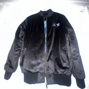 Dior velvet winter jackets with flower embroidery / inside pocket and gold